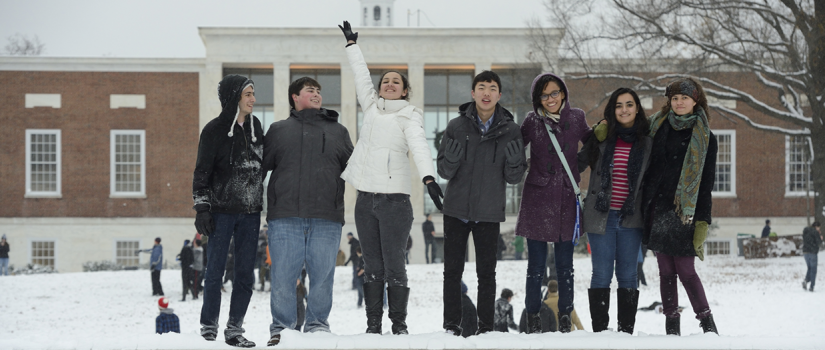 Students in the snow